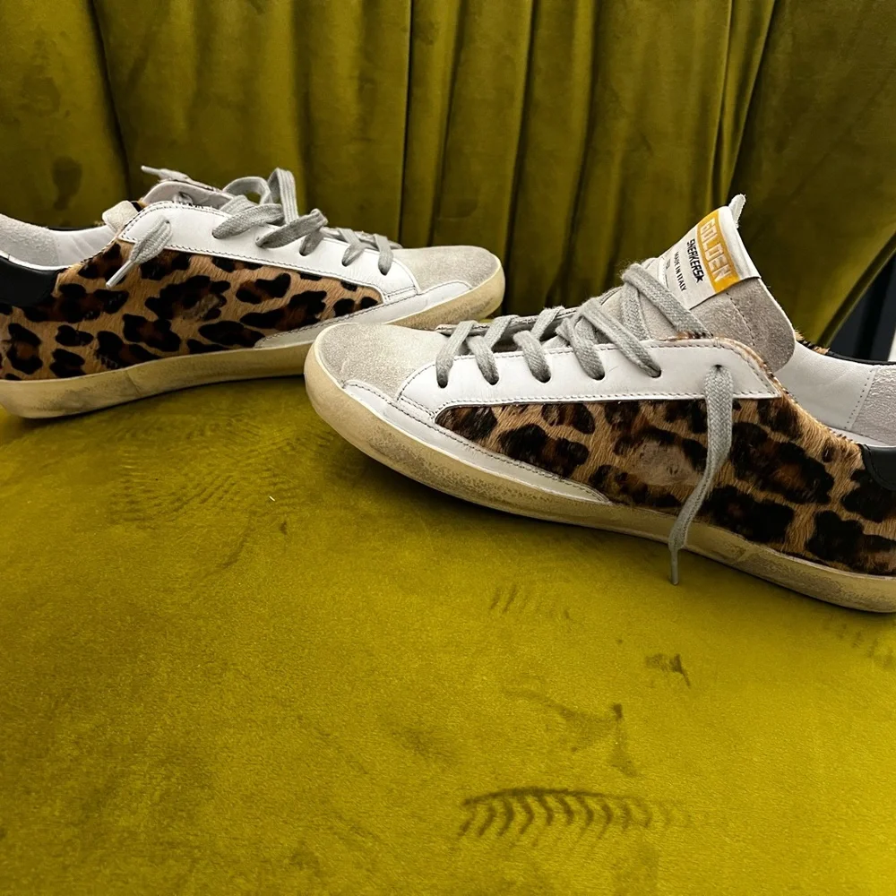 Golden Goose Calf Leather Leopard Super Star Sneaker - Picture 8 of 16